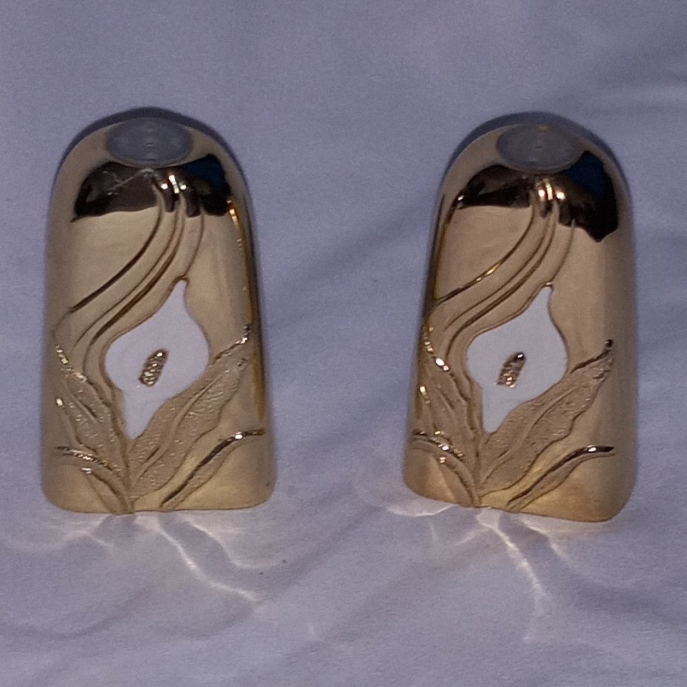 Vintage Lily Gold Plated Salt and Pepper Shakers